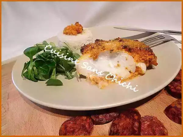 Recette Dos de cabillaud à la crème de chorizo.