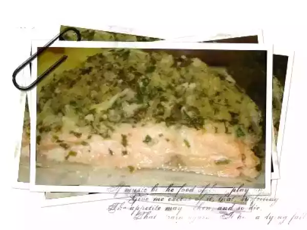 Recette Pavé de saumon en croûte d'herbes et au parmesan