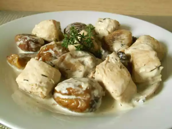 Recette Poulet aux châtaignes & champignons