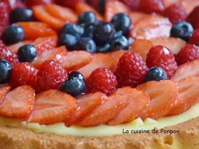 Recette Une tarte aux fraises, framboises et myrtilles