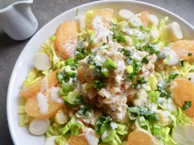 Recette Salade de chou chinois, pamplemousse et crabe