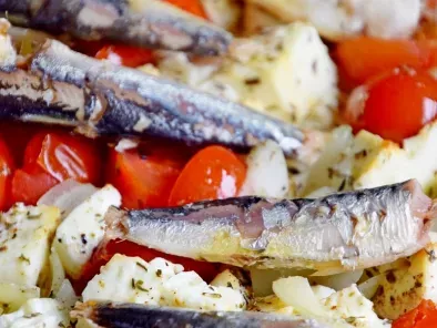 Recette Tomates rôties à la feta et aux petites sardines