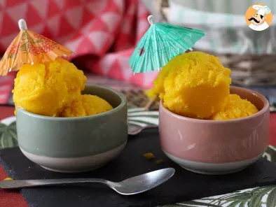 Recette Sorbet mangue citron vert avec seulement 3 ingrédients et prêt à déguster en 5 minutes!