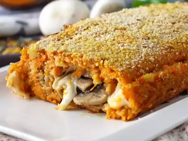 Recette Pain de viande au potiron, champignons et scamorza : moelleux, filant et croustillant