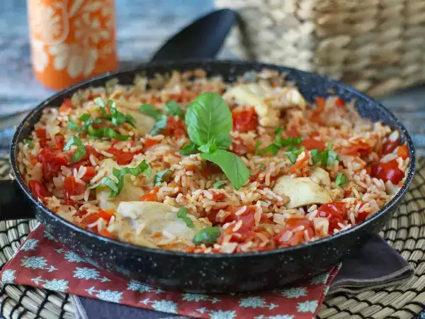 Recette One pot au poulet, riz à la tomate et au poivron
