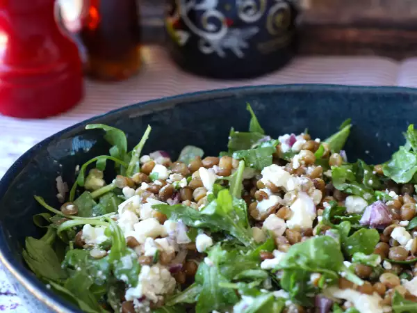 Recette Salade de lentilles protéinée au cottage cheese, facile et rapide
