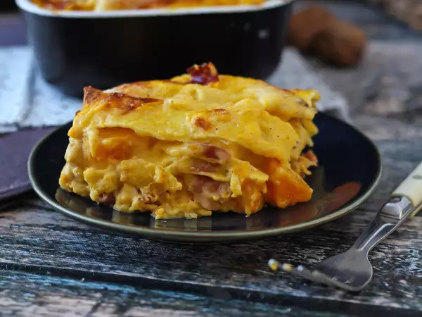 Recette Lasagnes à la courge, speck et noix