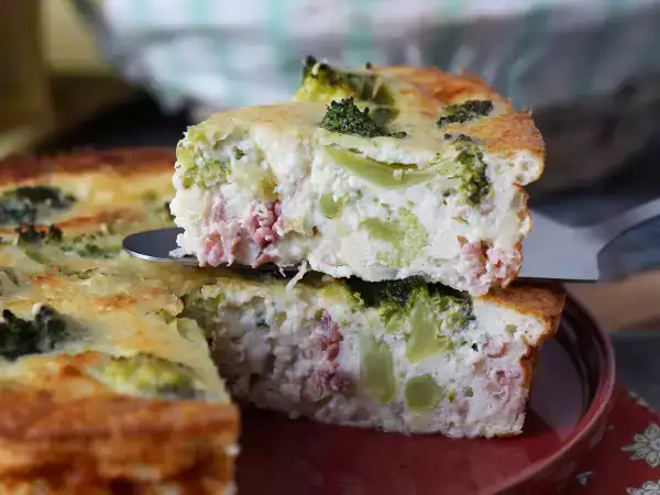 Recette Quiche sans pâte au brocoli, pancetta et cottage cheese