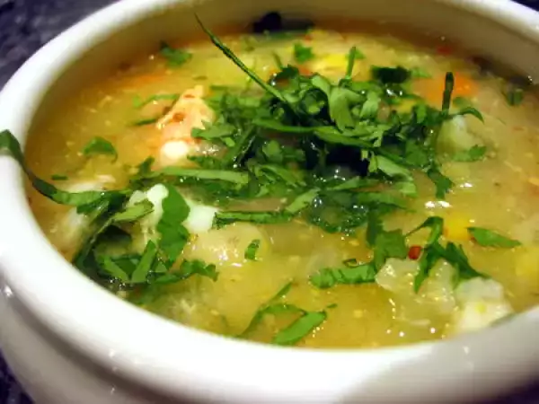 Recette Soupe de maïs aux crevettes st jacques et poisson