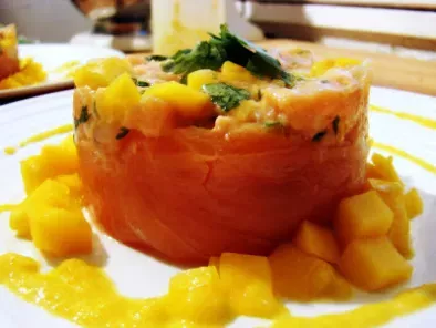 Recette Tartare de saumon mangue et coriandre fraiche