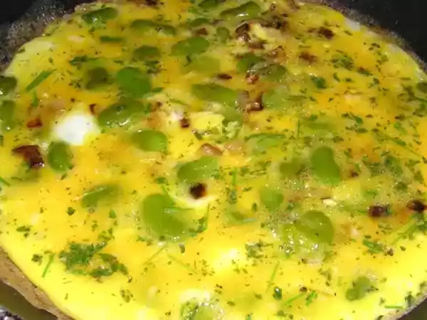 Recette Omelette aux feves et aux herbes