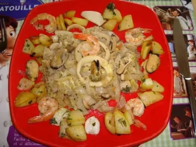 Recette Wok de chou chinois aux fruits de mer au piment d'espelette