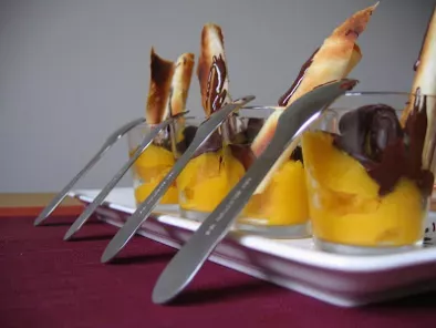 Recette Sorbet mangue - citron vert, chocolat fondu & cigarettes en feuilles de...