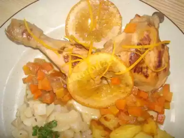 Recette Cuisses de poulet à l'orange, navets caramélisés