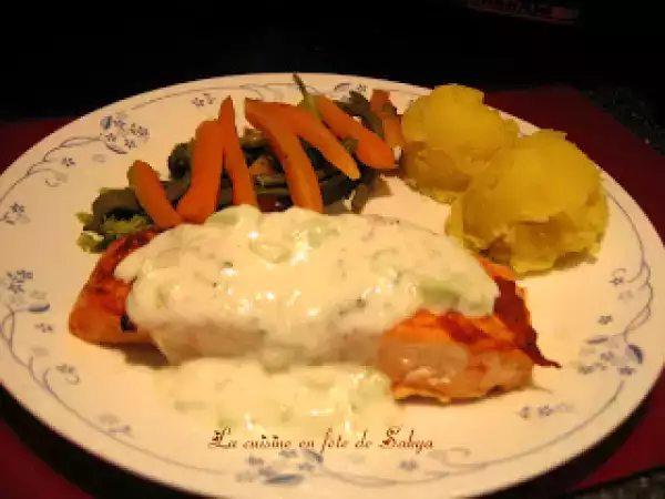 Recette Filets de saumon au gingembre, sauce au yogourt