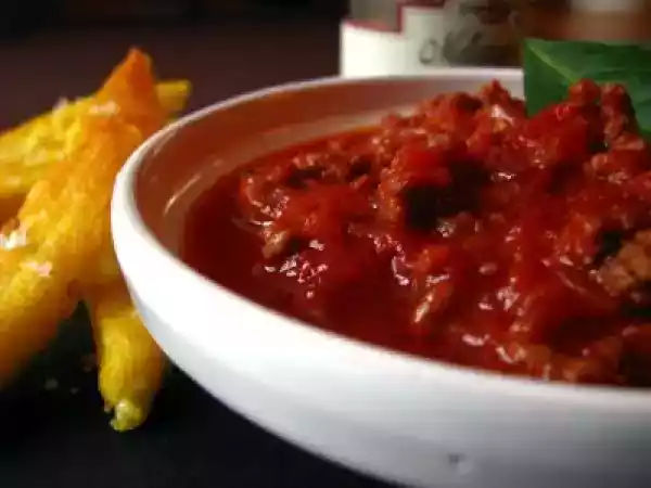 Recette Chili des indiens mapuche, grosses frites de polenta