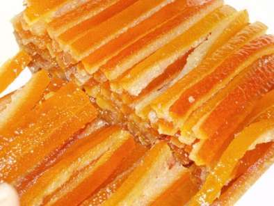 Recette Aiguillettes d'écorce d'orange confite au sucre ou enrobées de chocolat