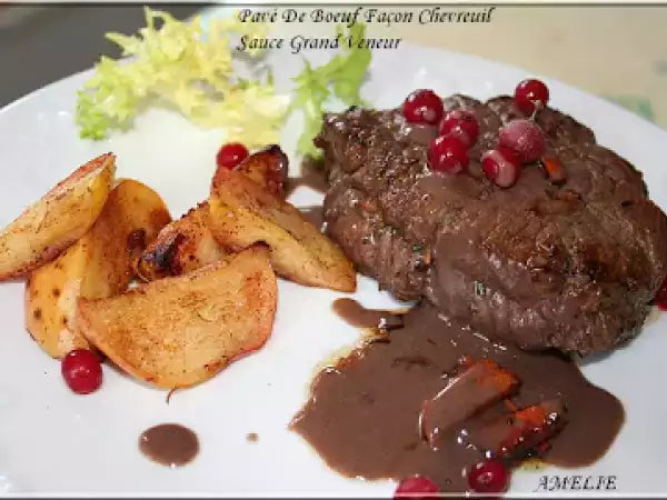 Recette Pave de boeuf marine sauce grand veneur