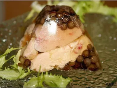 Recette Pyramide de foie gras aux lentilles et caille
