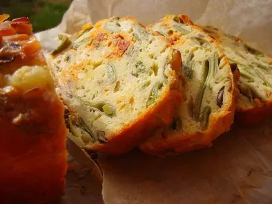 Recette Cake haricots/champignons + chorizo et mozza...et pignons (oui oui, cake gyfoutou)