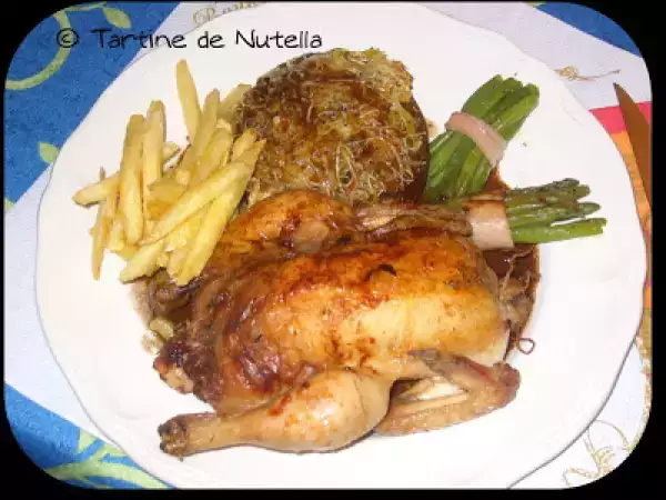 Recette Coquelet grillé aux graines de cumin et champignon farci aux légumes