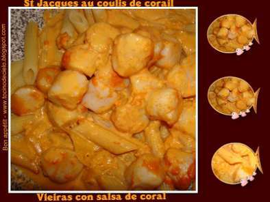 Recette Saint-jacques coulis de corail (thmx) - vieira con salsa de coral (thmx)