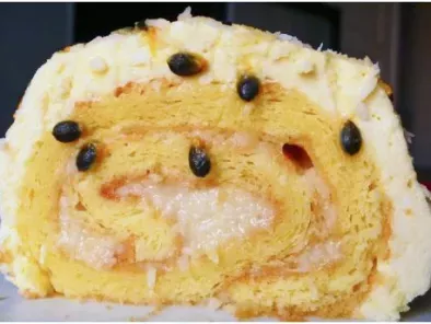 Recette Le passionnel (gâteau roulé noix de coco / fruit de la passion)