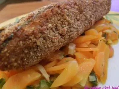 Recette Pavé de saumon en croûte de noisettes et carottes au gingembre