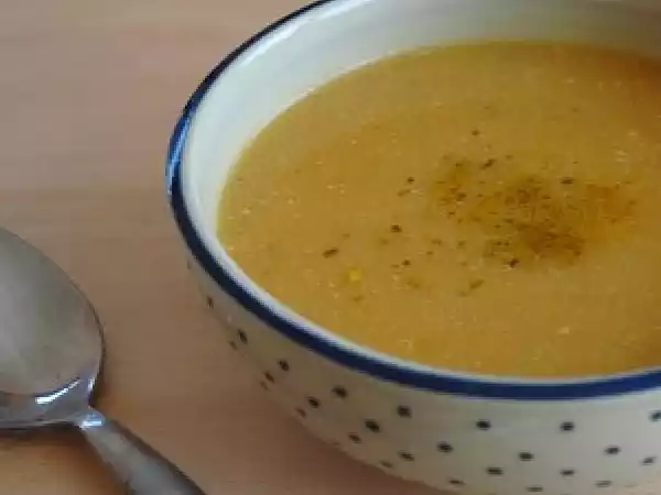 Recette Velouté de courge et patate douce au curry, sans blé, sans lait