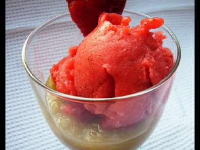 Recette Sorbet aux fraises et sa compote de rhubarbe