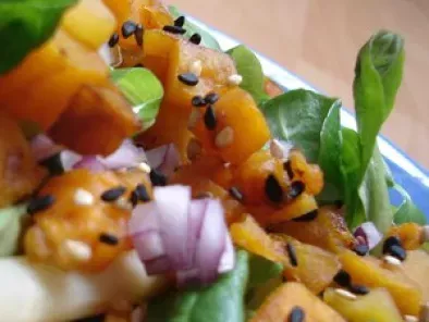 Recette Salade de potiron grillé au sésame bicolore et au miel- 1, 5pt/pers