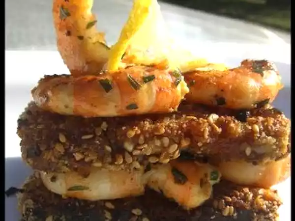 Recette Gambas au pain d'épices acidulé