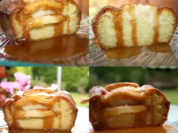 Recette Moëlleux aux pommes et sa sauce caramel au beurre salé
