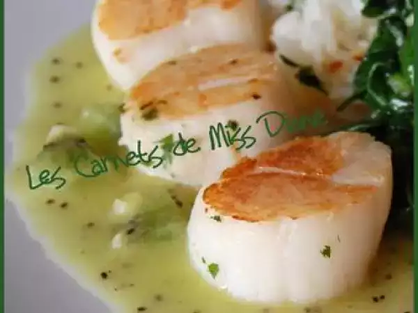 Recette Poursuivons avec la vinaigrette tiède aux kiwis pour poisson