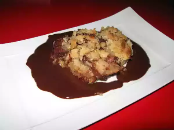 Recette Crumble pommes chocolat et sa sauce chocolat gingembre