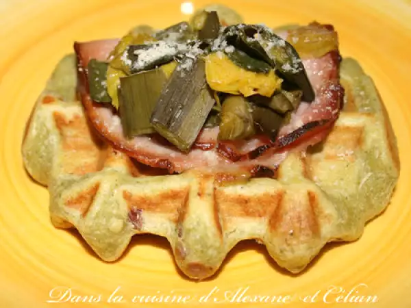 Recette Gaufres aux poireaux et au bacon