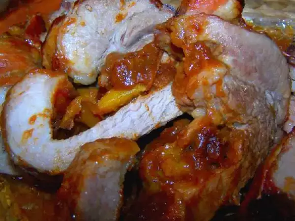 Recette Rôti de porc au pain d'épices, miel & mirabelles
