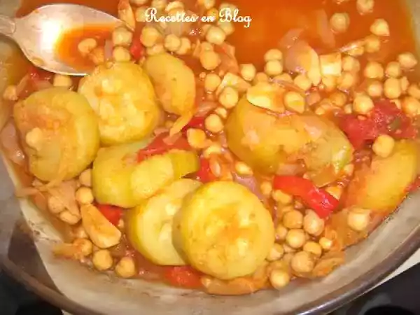 Recette Courgettes aux pois chiches et tomates