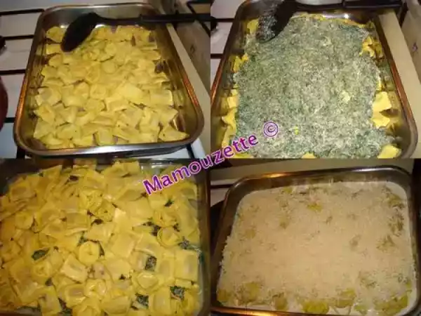 Recette Gratin de raviolis et tortellinis à la florentine