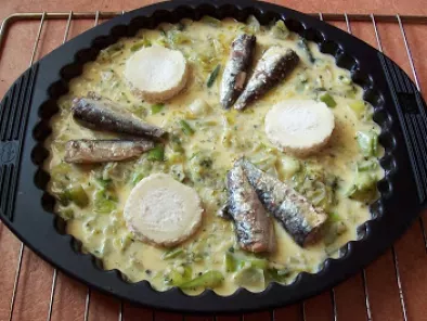 Recette Quiche (sans pâte) aux poireaux, chèvre et sardines