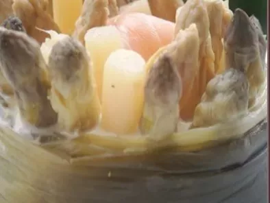 Recette Timbale d'asperges crème mousseline en ruban de poireaux