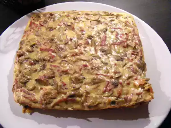 Recette Brownie salé aux champignons et aux lardons