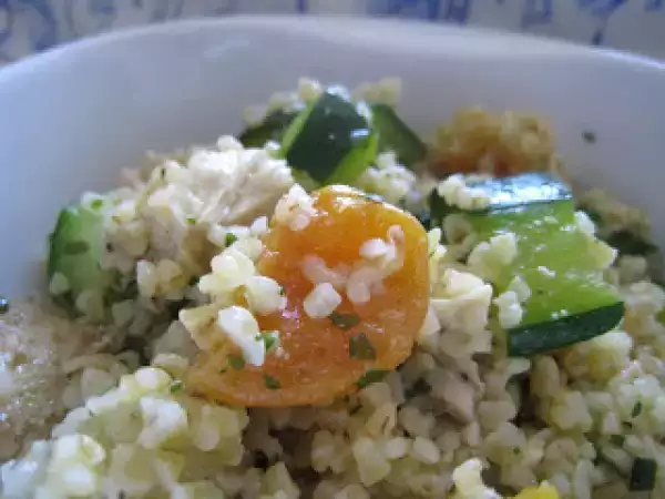 Recette Taboulé fraicheur au boulghour, poulet au cumin et abricots