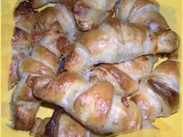 Recette Petits croissants au chevre et jambon