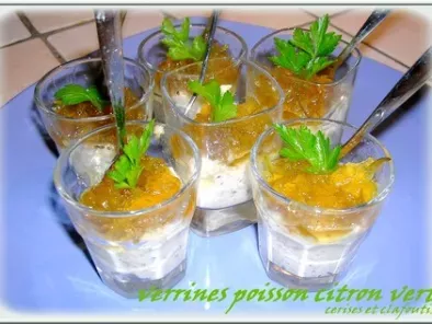 Recette Mini verrines poisson au citron vert et mini verrines tomato-banane sauce chocolat