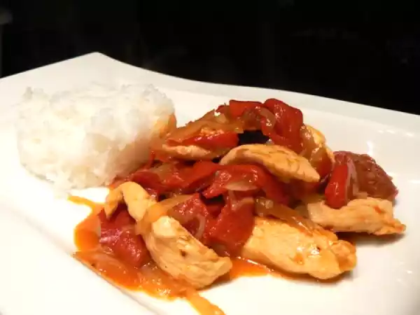Recette Poulet sauté au chorizo et piquillos