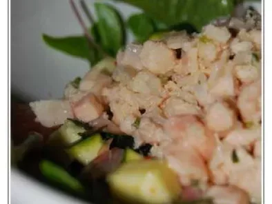 Recette Salade fraîcheur au ceviche et courgettes marinées