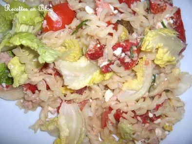 Recette Salade de pates, feta, thon, basilic