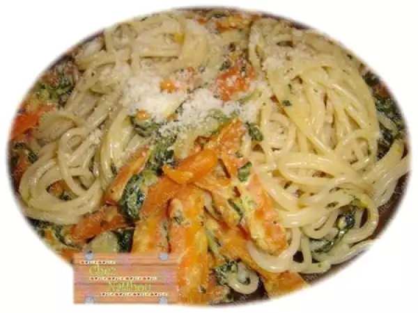 Recette Spaghetti à l'étuvée de carottes aux épinards