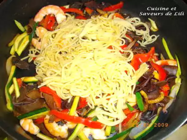 Recette Nouilles chinoises aux crevettes